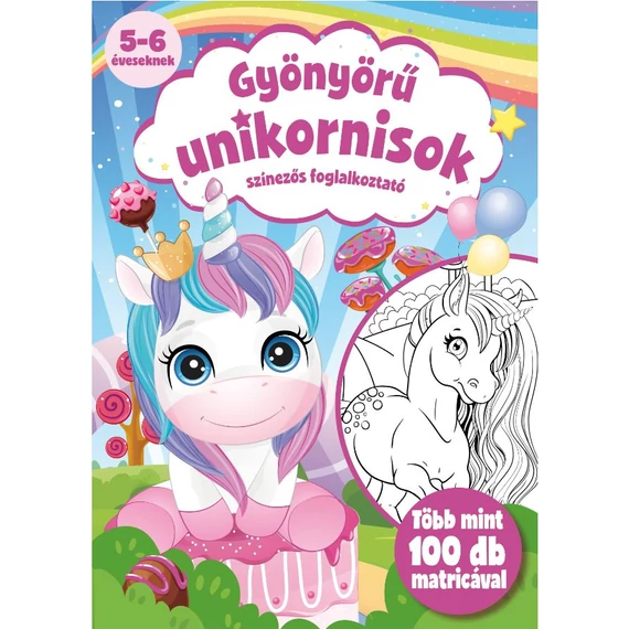 Gyönyörű unikornisok-Színezős foglalkoztató